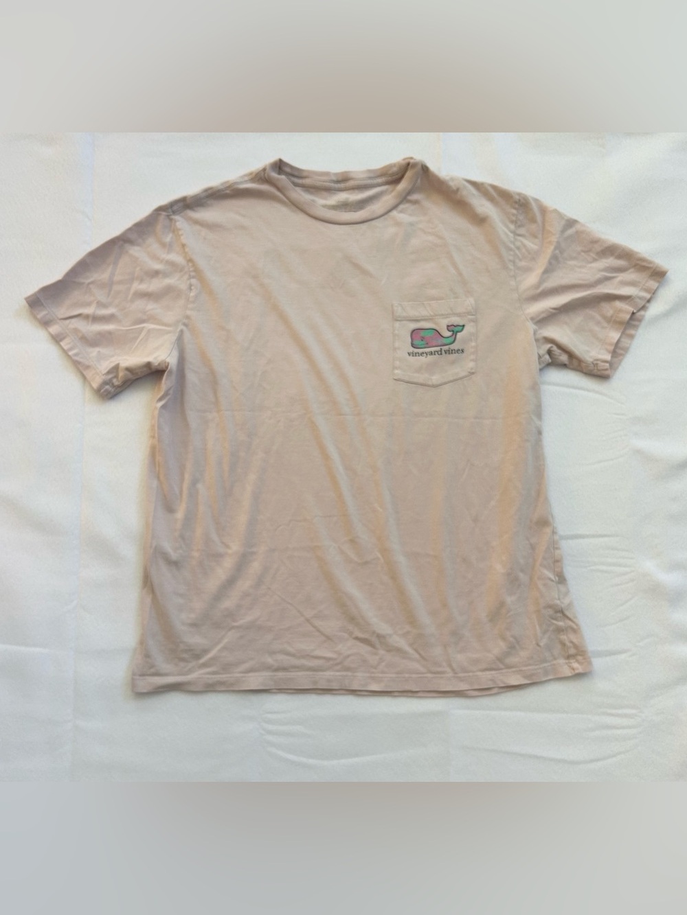 Vineyard Vines Pale Blush Pocket Tee with Mint & Pink Whale Women’s Medium